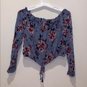 Blue Flowery Crop Top